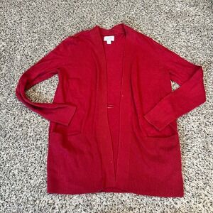 Croft & Barrow Red Cardigan Sweater Long Sleeve Pockets Women's Size S